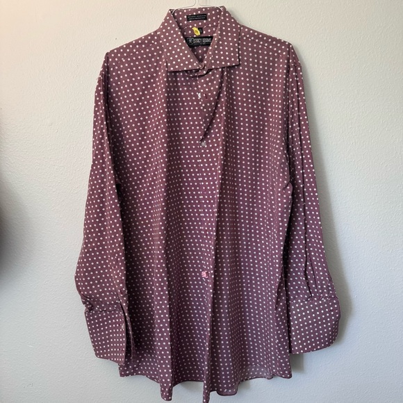 Stacy Adams Other - Stacy Adams Burgundy Polka Dot Dress Shirt – Size 18.5/37 $22